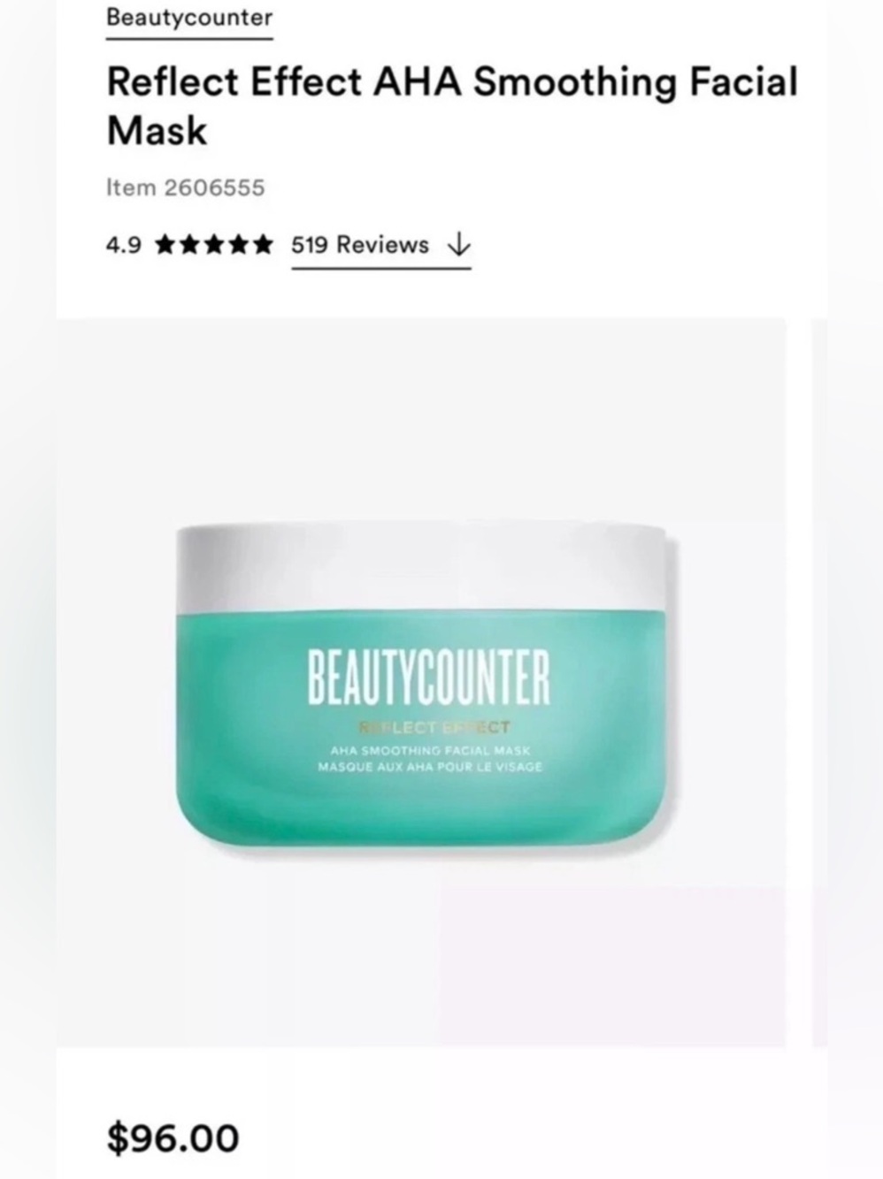 Beautycounter Reflect Effect AHA Mask - Teal Green